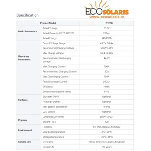 Pachet Acumulatori Ecosolaris fotovoltaice 150kWh Low Voltage LifePo4 - Panouri Fotovoltaice