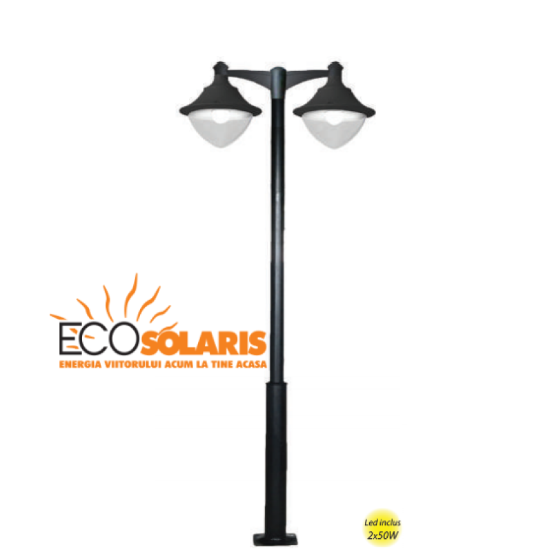 Stalp de iluminat Vivi 2x50W 3 m Stalp de iluminat Vivi 2x50W 3 m - Panouri Fotovoltaice