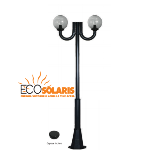 Stalp de iluminat decorativ 2J/Glob 300 4 m - Panouri Fotovoltaice