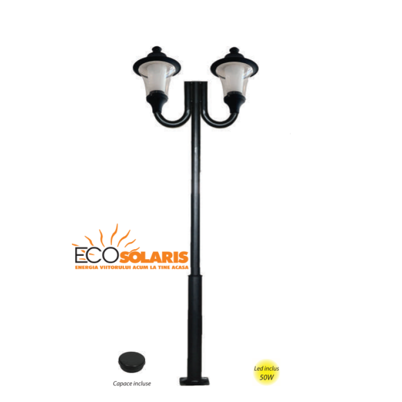 Stalp de iluminat 2J/Remo 50W 3 m Stalp de iluminat 2J/Remo 50W 3 m - Panouri Fotovoltaice