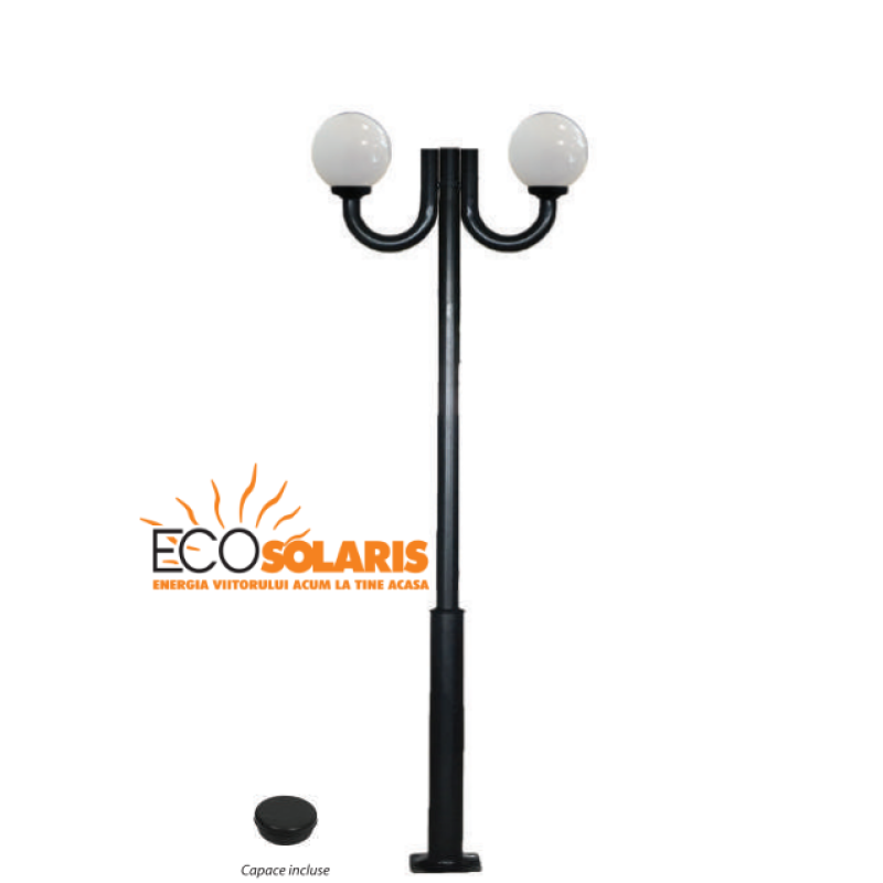 Stalp de iluminat 2J/ Glob 4 m Stalp de iluminat 2J/ Glob 4 m - Panouri Fotovoltaice