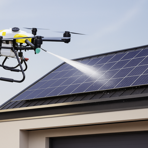 Servicii spalare a panourilor fotovoltaice cu drona