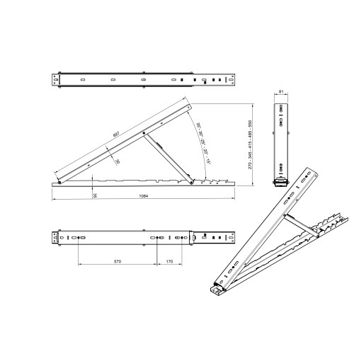 Sistem fixare aluminiu orizontal pentru 2 panouri