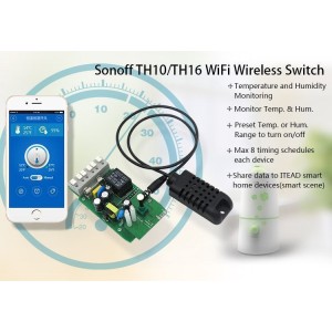 Sonoff TH10 - intrerupator wireless control temperatura - umiditate Sonoff TH10 - intrerupator wireless control temperatura - umiditate - Panouri Fotovoltaice