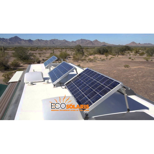 Sistem fixare panouri fotovoltaice rulota cu inclinatie reglabila