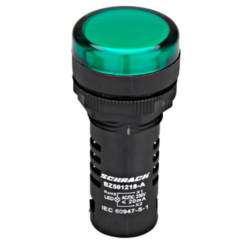 Lampă de semnalizare cu LED, monobloc, 230V-AC/DC, verde - Panouri Fotovoltaice
