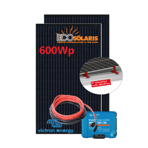 Set Panou fotovoltaic 24V 600W monocristalin - Controler solar MPPT Victron SmartSolar 100/50 cu suport fixare - Panouri Fotovoltaice