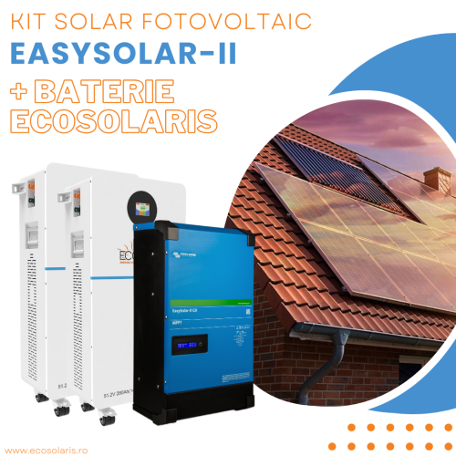 Kit solar fotovoltaic hibrid monofazat 5 kWp cu EasySolar-II GX si 2 Baterii EcoSolaris 30 kWh - Panouri Fotovoltaice