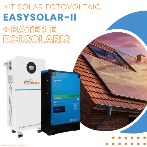 Kit solar fotovoltaic hibrid monofazat 3 kWp cu EasySolar-II GX si Baterie EcoSolaris 15 kWh - Panouri Fotovoltaice