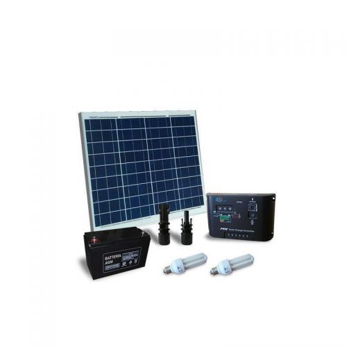 Kit solar fotovoltaic pentru iluminat interior LED 12V 50W