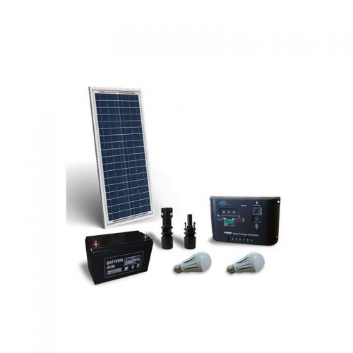 Kit solar fotovoltaic pentru iluminat interior LED 12V 30W